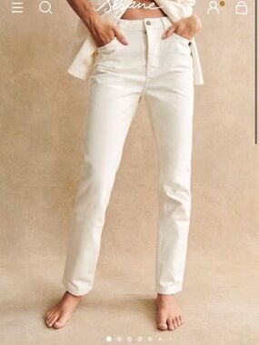 Sézane brut sexy high-rise straight leg jeans in ecru